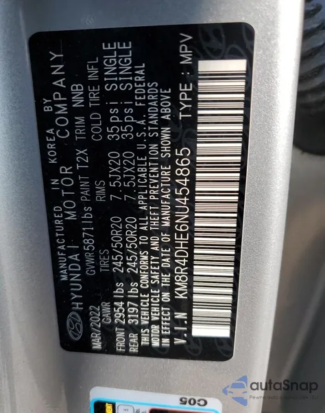 2022 Hyundai Palisade Sel from USA, damaged, VIN KM8R4DHE6NU454865
